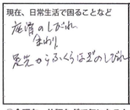問診票に書かれた症状