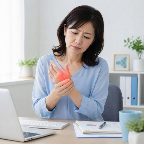 親指の付け根が痛い様子