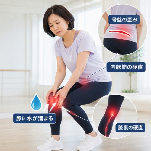 膝に関連する内転筋や腓腹筋など2