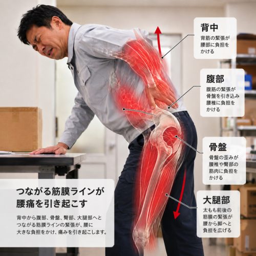 背中・腹部・骨盤・大腿部の筋膜ライン